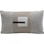 Kare Design Meeting Point Coussin d&eacute;coratif, d&eacute;coratif, Aspect Cuir, Amovible, avec Fermeture &eacute;clair, avec Rembourrage, Aspect tress&eacute;, Noir/Blanc/Beige, 50 x 30 cm (H x l)