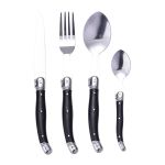 Laguiole L'Eclair M&eacute;nag&egrave;re 24 pi&egrave;ces, noir, dans une Bo&icirc;te en Bois