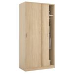 ELENA Armoire de chambre style contemporain d&eacute;cor chene canadien - L 100 cm - Panneaux de particules d&eacute;cor ch&ecirc;ne canadien - L100xP50xH200cm - 2 portes coulissantes - Fabrication europ&eacute;enne