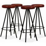 VidaXL Tabourets de bar 4 pcs Cuir v&eacute;ritable. Produit Neuf ! Garantie 0 ans !
