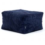 Icon Pouf -Soul- Bleu Marine, Grand, 40cm x 40cm - Velours Côtelé, Poufs de Salon