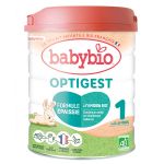 BabyBio Lait infantile - Optigest 1 - Formule épaissie à l'Amidon - au Lait de Vache français - BIO - 800g