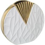 Alexandra House Living Vase Blanc dor&eacute; en c&eacute;ramique 9 x 25 x 23 cm