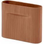 Muuto Vase Ridge Small / H 16,5 cm - Céramique orange/marron en céramique