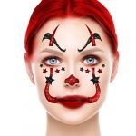 Tatouages &eacute;ph&eacute;m&egrave;res visage paillet&eacute; clown 20cm - guirca 15858