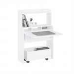 Sobuy FWT105-W Bureau Pliable, Table d'Ordinateur Rabattable, Bureau Multifonctionnel avec Etagères de Rangement et 1 Boîte de Rangement à
