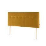 Tête de lit tapissée Napoles 140x100 cm Moutarde, Velours, Pieds en Bois - moutarde