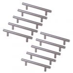 Emuca Lot de 10 poignées Orlando D. 12 mm en acier finition nickel satiné avec entraxe 224 mm