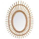 Miroir oval en rotin 43 x 58 cm Marron AC DÉCO