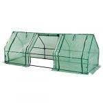 Homcom Mini Serre de Jardin 270L x 90l x 90H cm Acier PE Haute densité 140 g/m² Anti-UV 3 fenêtres avec Zip enroulables Vert