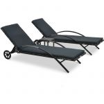 VidaXL Chaises longues avec table Résine tressée Anthracite