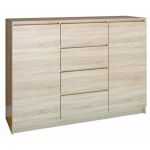 Hucoco PARME | Commode style moderne chambre/salon/bureau | 120x40x97 | 2 portes+ 4 triroirs | Meuble de rangement moderne So