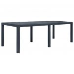 VidaXL Table de jardin Anthracite 220x90x72 cm Plastique Aspect rotin