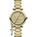 Vivienne Westwood Kensington II VV006KGD - Mouvement Cristal de roche - Affichage Analogique - Bracelet Acier inoxydable Or et Cadran Or - Femme