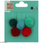 Toga Set de mini pompons ronds - No&euml;l - 2 cm - 5 pcs