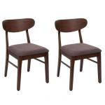 Mendler Lot de 2 chaises de salle &agrave; manger HWC-M59 chaise de cuisine tissu/textile bois massif - structure fonc&eacute;e taupe