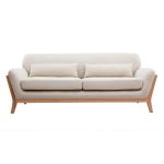 Miliboo Canap&eacute; scandinave 3 places beige pieds bois YOKO