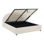 Lit coffre sommier à lattes et tête de lit, blanc, 160 x 200cm i