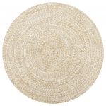VidaXL Tapis fait à la main Jute Blanc et naturel 90 cm