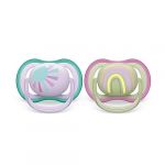 Philips Sucette Ultra Air - 2 sucettes bébé légères et aérées pour bébés âgés de 0 à 6 mois, sans BPA et avec étui de transport stérilisateur (modèle SCF085/59)