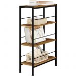 WOLTU &Eacute;tag&egrave;re Rangement, &Eacute;tag&egrave;re &Eacute;troite &agrave; 4 Niveaux, pour Cuisine,Salon, en MDF, Cadre M&eacute;tallique, Marron Rustique+Noir,