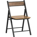 Sobuy FST88-PF Chaise Pliante Robuste en Bois et Métal Chaise Pliable style Industriel pour Cuisine, Bureau 46 x 48 x 80 cm