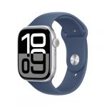 Apple Watch Series 10 GPS 46mm Boîtier en Aluminium Argent avec Bracelet Sport Denim - S/M