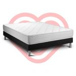 Ensemble matelas 140 x 190 cm Mousse polyur&eacute;thane &agrave; m&eacute;moire de forme VITALMEMO - 18 cm - Ferme - sommier Noir