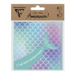 Clairefontaine SET INVITATION ANNIVERSAIRE, 8 cartes simples 116x116 + 8 enveloppes 120x120 - Sirène - Lot de 5