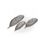 Menzzo Set de 3 plateaux feuilles Natura Nickel