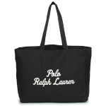 Ralph Lauren Sac en toile brodée noir blanc cassé