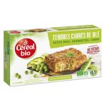 Céréal bio Tendres carrés de blé, petits pois, courgettes, curry