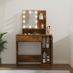VidaXL Coiffeuse avec LED Chêne fumé 86,5x35x136 cm