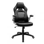 Songmics Fauteuil de bureau Accoudoirs pliables - Fauteuil gamer -simili - avec Dossier - Hauteur réglable Ergonomique Noir OBG62B