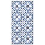 Tapis vinyle carreaux ciments fleur bleu 60x200cm