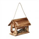Relaxdays Mangeoire d'extérieur pour Oiseaux Sauvages, à Suspendre ou Poser, H x L x P : 24 x 30 x 21 cm, Marron