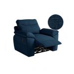Loungitude Fauteuil de relaxation manuel ROSS en tissu textur&eacute; 3D - Bleu fonc&eacute;