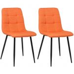 CLP Lot de 2 chaises de salle à manger Tilde avec Piètement en métal noir, Orange-Tissu