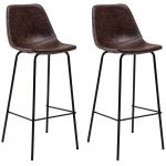 Happy Garden Lot de 2 tabourets de bar vintage LUCIEN marron - Hauteur d assise 75cm