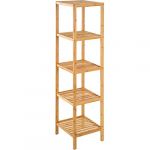 TecTake Meuble de Salle de Bain de Rangement 5 Etag&egrave;res en Bois 33 cm x 33 cm x 141 cm Marron