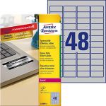Avery-Zweckform L6009-8 Etiquettes A4 45.7 x 21.2 mm film de polyester argent 384 pc(s) permanente Etiquettes plaques si
