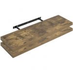 Tagère Murale Lot de 2. Étagère Suspendue. Étagère Flottante de cd dvd. 90x23x3.8cm Marron Rustique. RG9370hov-2 - Woltu