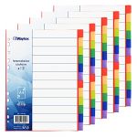 Waytex Intercalaires Polypropylène A4 12 Touches de Couleurs Vives avec Page Index (Lot de 5 jeux)