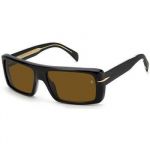 David Beckham Homme DB 7063/S 807/70 Lunettes de soleil Ac&eacute;tate Noir Marron Carr&eacute;