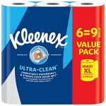 Kleenex Rouleau de cuisine Ultra Clean, 6 rouleaux de cuisine Maxi XL (=9 rouleaux), absorption et r&eacute;sistance in&eacute;gal&eacute;es - Papier essuie-tout - Emballage 100% recyclable
