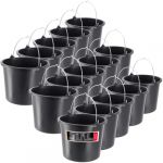 Seau à mortier de construction, en plastique, 5 l, pour jardin, chantier, seau à eau, eau, robuste, noir (15) - Kadax