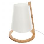 Atmosp ra Lampe en bambou et abat jour Blanc en plastique H26