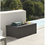 Coffre de jardin SOPHIE II en r&eacute;sine moul&eacute;e chocolat - 117*63*43cm