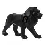 HOME DECO FACTORY, HD1338, Lion Origami Noir-Statue Décorative en Polyrésine-Design Moderne et Élégant pour Intérieur-Dimensions : 22 x 36 x 12 cm-Couleur, Plastique