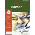 Canson 400060602 - Bloc 30 feuilles "C" à grain (collées 1 côté) A3 224g/m², grain fin blanc naturel